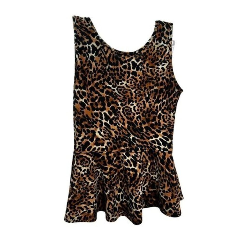 NWOT Annabelle Animal Print Peplum Tank Top Medium‎ - Picture 2 of 5